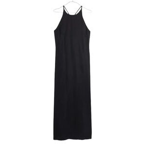 NWOT Madewell Crisscross Midi Slip Dress in True Black Cupro-Blend
